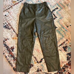 Olive Green Faux Leather Pants